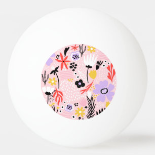 Pelota De Ping Pong Abstract Floral: Creativo Diseño Vintage.