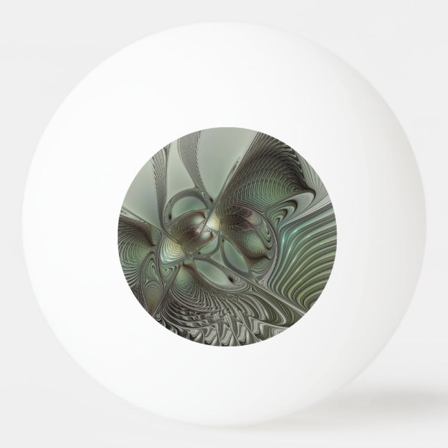 Pelota De Ping Pong Abstract Olive Sage Green Gray Fractal Art Fantasy (Anverso)