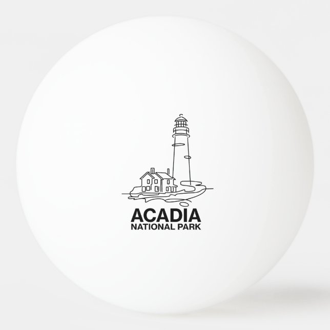 Pelota De Ping Pong Acadia National Park Lighthouse Line Art (Anverso)