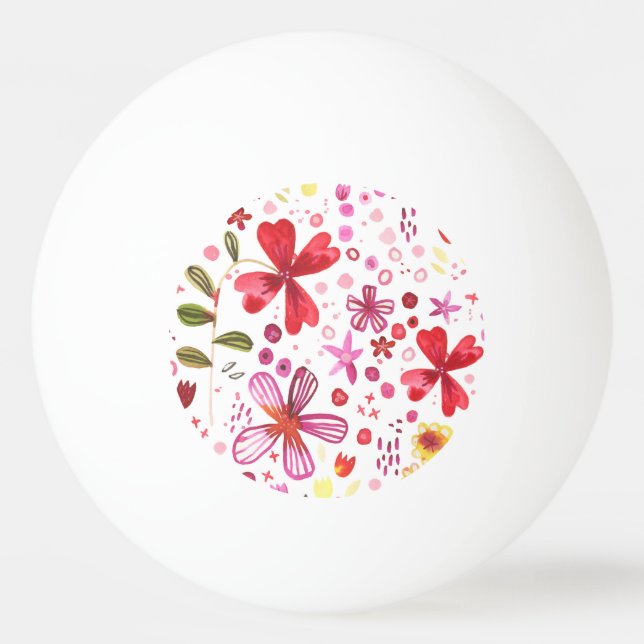 Pelota De Ping Pong Acuarela de flores silvestres (Reverso)