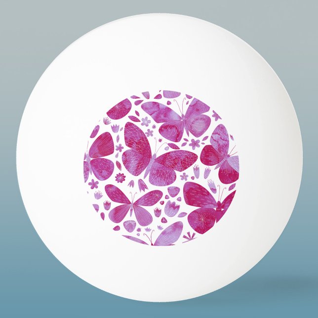 Pelota De Ping Pong Acuarela de mariposa (Pink watercolor butterfly ping pong ball)