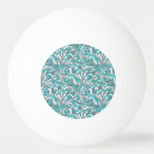 Pelota De Ping Pong Adorable patrón floral continuo gris aqua