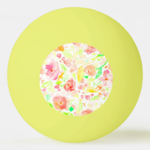 Pelota De Ping Pong Adorable patrón floral de acuarela colorida