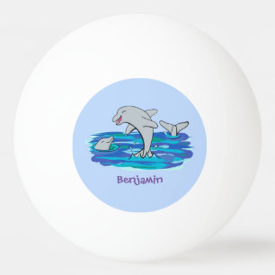 Pelota De Ping Pong Adorables delfines felices ilustracion personaliza