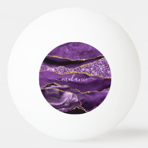 Pelota De Ping Pong Agple Purple Gold Custom Name Ping Pong Ball