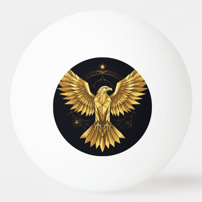 Pelota De Ping Pong Águila Geométrica Dorada (Anverso)