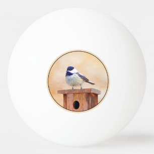 Pelota De Ping Pong Ajedrez sobre pintura de aves original