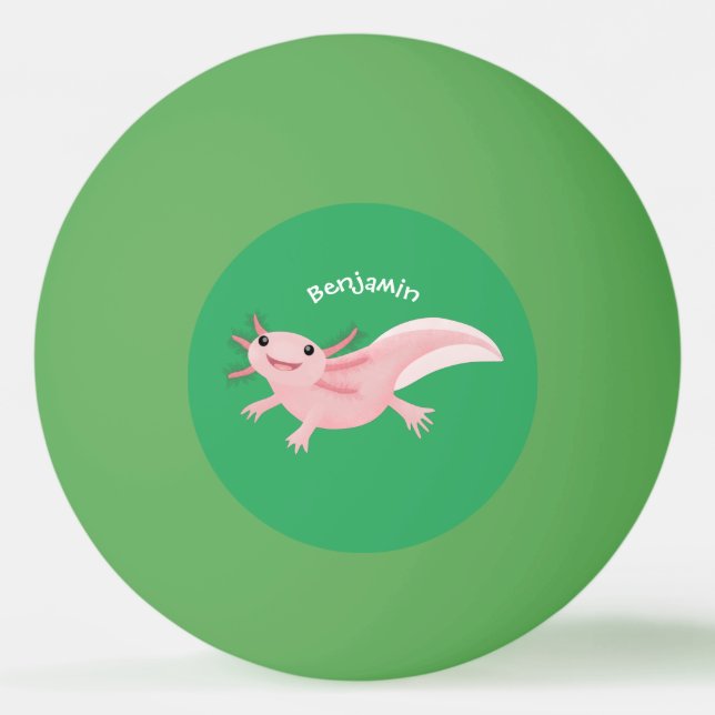 Pelota De Ping Pong Ajolote rosa lindo feliz (Anverso)