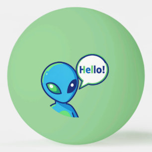 Pelota De Ping Pong Alienígena azul lindo diciendo hola