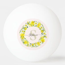 Pelota De Ping Pong Amarillo Blanco Daffodil Garland Monograma Nombre
