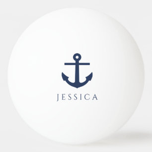Pelota De Ping Pong Ancla azul marino náutico con nombre personalizado