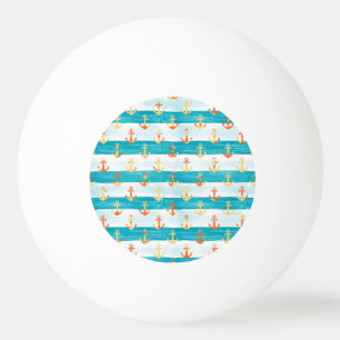 Pelota De Ping Pong Anclajes abstractos: patrón de franja acuarela.