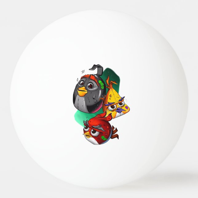 Pelota De Ping Pong Angry Birds Battle Worldwide Red, Bomba y Chuck |  (Anverso)