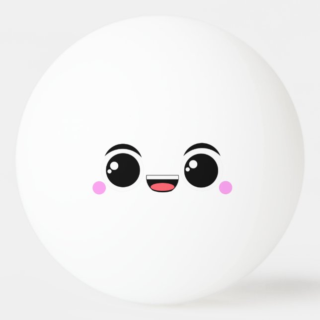 Pelota De Ping Pong Animado feliz de Kawaii hecho frente (Reverso)