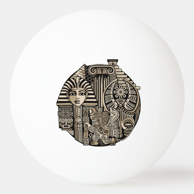 Pelota De Ping Pong Antiguos Símbolos Históricos Estilo Tatuaje (Anverso)