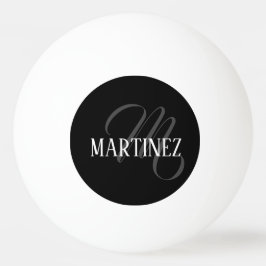 Pelota De Ping Pong Apellido personalizado elegante negro | Nombre