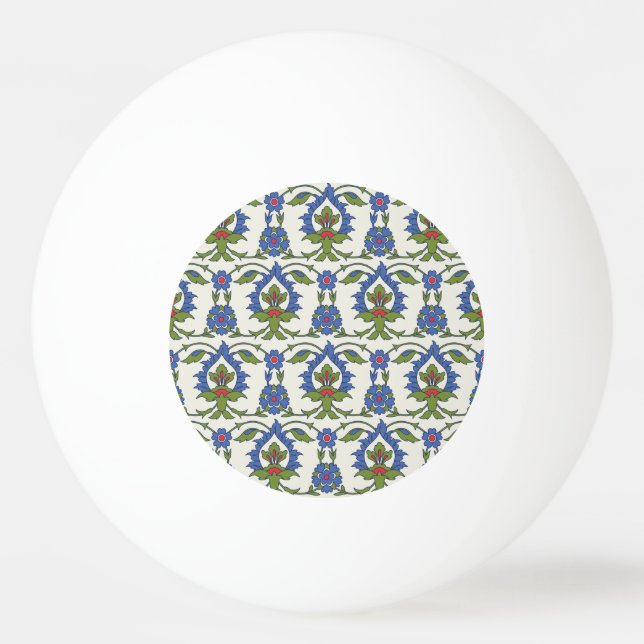 Pelota De Ping Pong Árabe Tradicional: Iznik Tile Seamless. (Anverso)