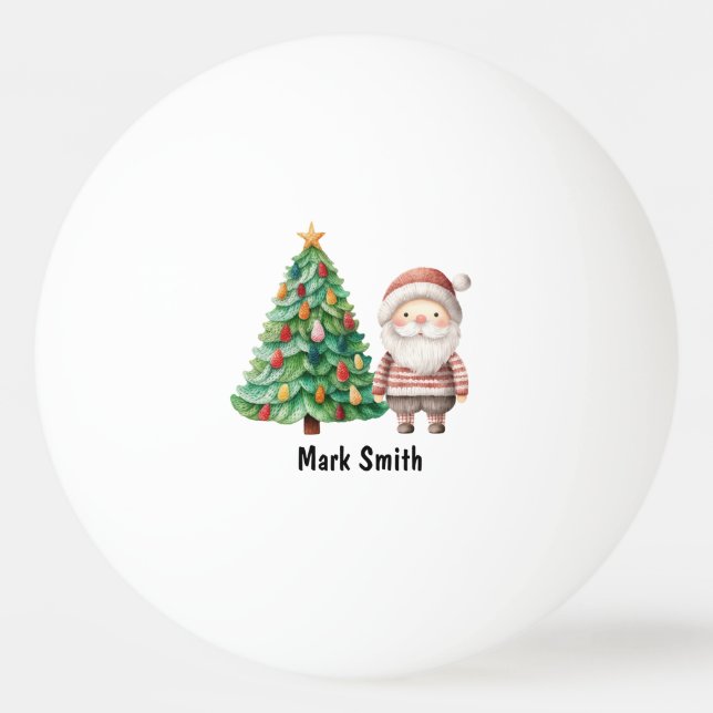 Pelota De Ping Pong Árbol de Navidad con Santa Claus (Anverso)