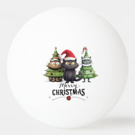 Pelota De Ping Pong Árbol de Navidad para el jugador que ama al gato