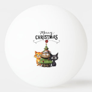 Pelota De Ping Pong Árbol de Navidad para el jugador que ama al gato