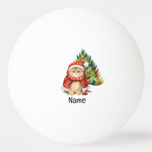 Pelota De Ping Pong Árbol de Navidad y gato para jugador