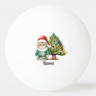 Pelota De Ping Pong Árbol de Navidad y gato para jugador