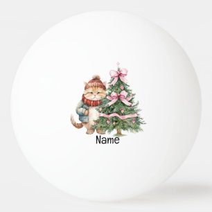 Pelota De Ping Pong Árbol de Navidad y gato para jugador