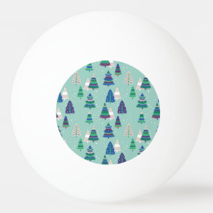 Pelota De Ping Pong Árboles de Navidad, fondo azul