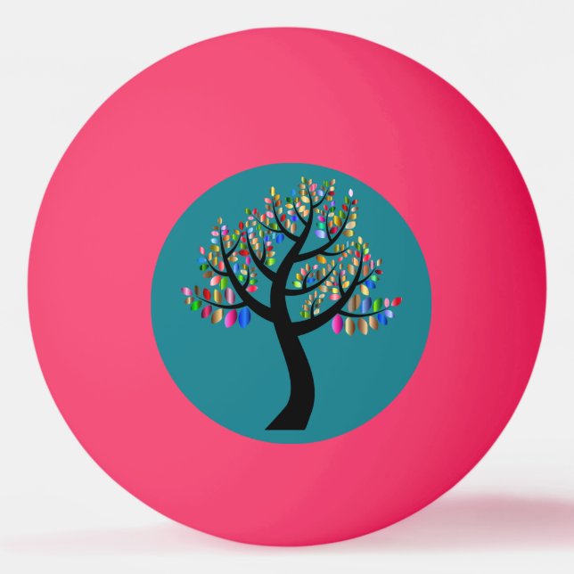 Pelota De Ping Pong Árboles en rosa (Anverso)