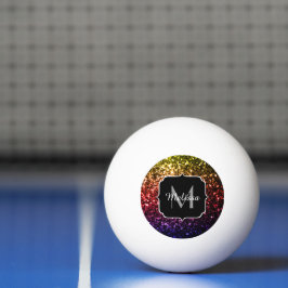 Pelota De Ping Pong Arcoíris amarillo rojo púrpura destellos Monograma