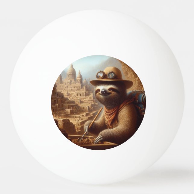 Pelota De Ping Pong Arqueólogo Sloth (Anverso)