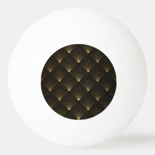 Pelota De Ping Pong Art Deco: Elegancia dorada negra.