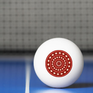 Pelota De Ping Pong Arte abstracto geométrico de ráfaga de sol rojo rú