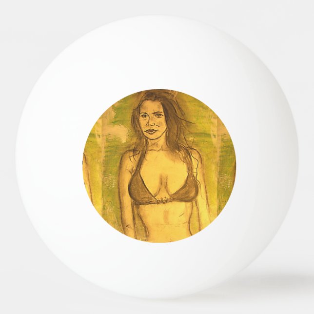 Pelota De Ping Pong arte chica bikini (Anverso)