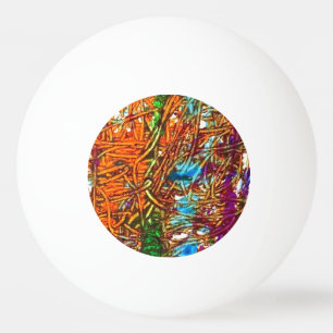 Pelota De Ping Pong Arte de mármol naranja, verde, azul y púrpura