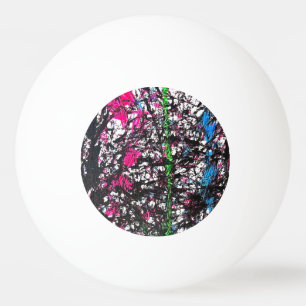 Pelota De Ping Pong Arte de mármol negro, rosa, verde y azul