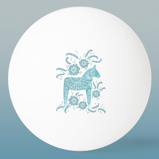 Pelota De Ping Pong Arte folclórico verde Verde azulado de Caballo de  (Swedish Dala Horse teal green folk art ping pong ball)