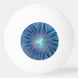 Pelota De Ping Pong Arte fractal abstracto de sueño de flor púrpura az