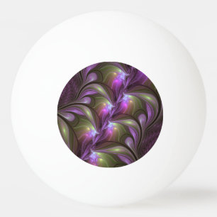 Pelota De Ping Pong Arte fractal abstracto violeta púrpura caqui color