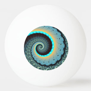 Pelota De Ping Pong Arte fractal en espiral abstracto azul turquesa na