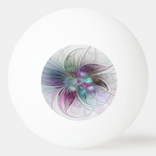 Pelota De Ping Pong Arte fractal floral moderno abstracto colorido