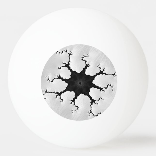 Pelota De Ping Pong Arte fractal negro y blanco roto (Anverso)