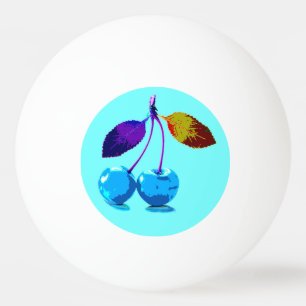 Pelota De Ping Pong Arte pop con cerezas azules brillantes