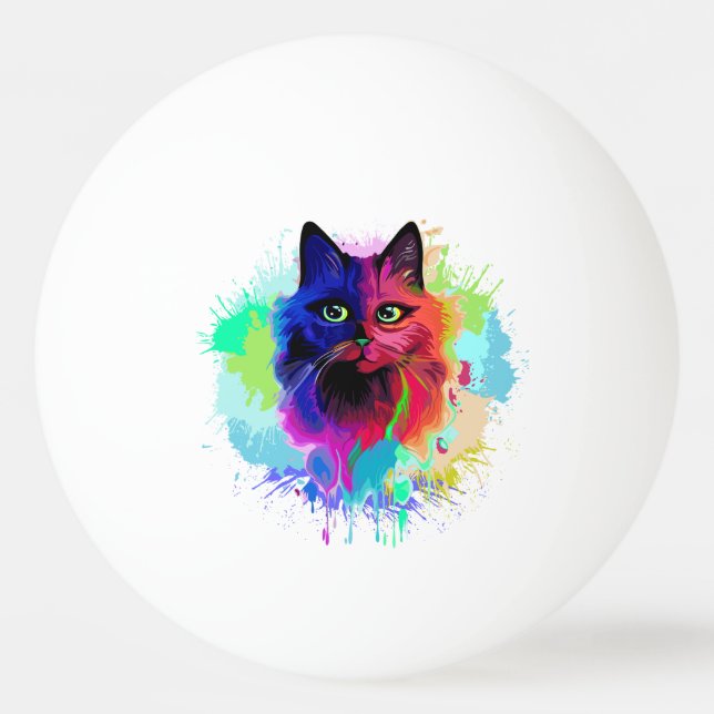 Pelota De Ping Pong Arte pop psicodélico para gatos (Anverso)