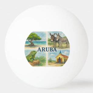 Pelota De Ping Pong Aruba acuarela multivista