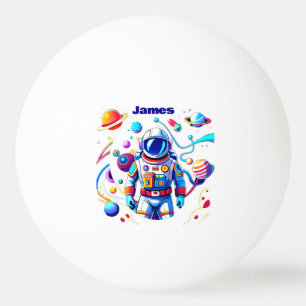 Pelota De Ping Pong Astronauta colorida y Univers en colores audaces