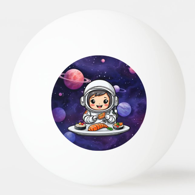 Pelota De Ping Pong Astronautas comiendo sushi (Anverso)