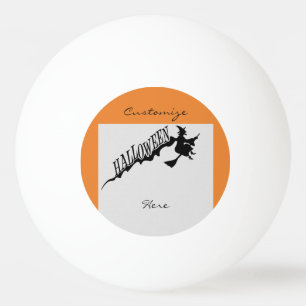 Pelota De Ping Pong Asustada Witch Riding Broom Halloween Thunder_Cove