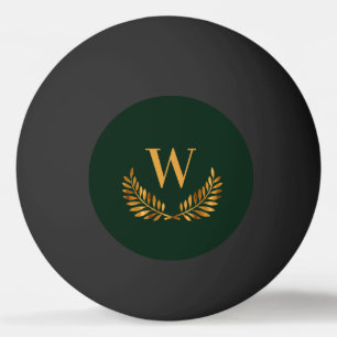 Pelota De Ping Pong Auriculares de oro verde esmeralda monograma inici