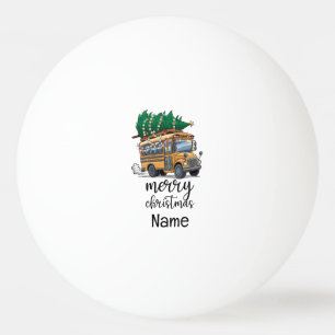 Pelota De Ping Pong Autobús escolar con árbol de Navidad